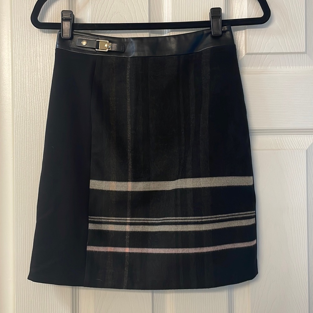Black skirt with faux leather detail